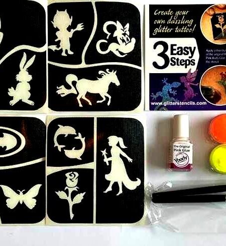 glitter tattoo kits for children with glow in the dark glitter