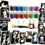 professional glitter tattoo kit with everything you need. Glitter, stencils, glue, coloriniand instructions